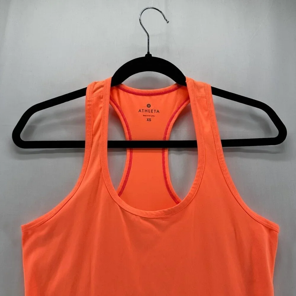 Athleta Top Size XS Chi Tank Scoop Neck Racerback Athletic Workout Neon Orange - Picture 3 of 10